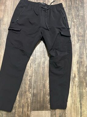 Men's Black Cargo Pants with Drawstring Waist